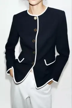 <新品>ZARA コントラストパイピングブレザー