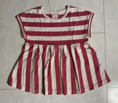 オレンジハッカ　ピンクストライプ半袖Tシャツ　130