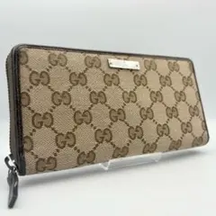 ✨美品✨　グッチ　GGキャンバス　ラウンドファスナー　財布　シルバー金具