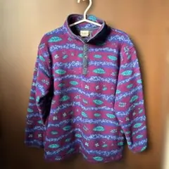 L.L.Beanエルエルビーン80s90s フリースプルオーバー スナップT総柄