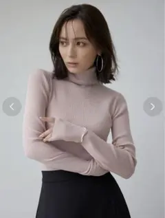 anuans カシミヤブレンドフィットリブニットプルオーバー PINK ピンク