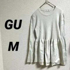 【GU ジーユー】ペプラムニットプルオーバー ミントグリーン 体型カバー 秋冬