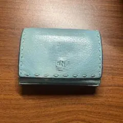 FENDI ROMA 三つ折り財布 レザー ブルー×イエロー イタリア製のサムネイル