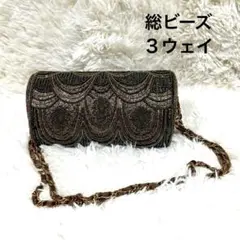 ⭐️総ビーズ　ドラム型バッグ　ハンドバッグ　ショルダーバッグ　セカンドバッグ