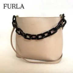 FURLA コスタンザミニ ショルダーバッグ 巾着型 ベージュ×ブラック 