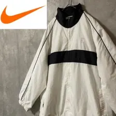NIKEナイキナイロントラックジャケットブルゾン白ホワイト黒ブラック刺繍ロゴ希少