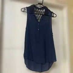 GILLY HICKS ネイビー ノースリーブ シャツ S
