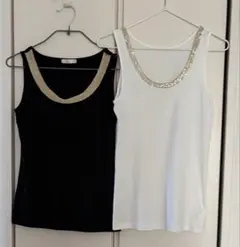ノースリーブトップス 2点セット ブラック ホワイト