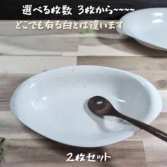 美濃焼/白ガラスマット/カレー皿　2枚組