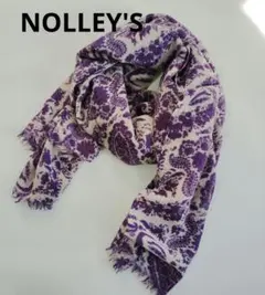 NOLLEY'S ノーリーズ　ペイズリー柄ストール パープル　ウール100%