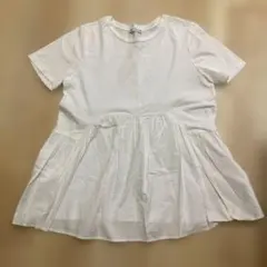ZARA ホワイト フレア 半袖Tシャツ Mのサムネイル