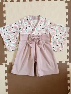 mocmof ベビー 袴ロンパース ピンク 80