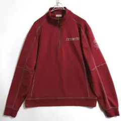 598　CLIQUE　トラックトレーナ　M　赤　ハーフジップ　US古着