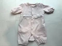 着3回⭐︎リボン柄 レースフリル 長袖ロンパース ピンク50〜60cm