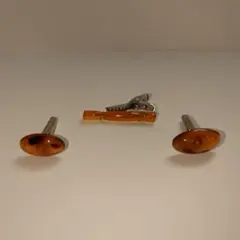 べっ甲 カフスボタンとネクタイピンセット