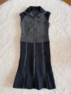 malla マーラ ノースリーブ ハーフジップ ウール ロングワンピース 日本製