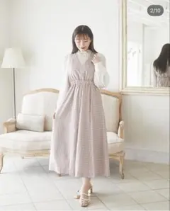 【美品】areeamチェックジャンスカ　ブラウン　Fサイズ　春服