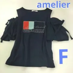 アメリエル オフショルダー Tシャツ ネイビー F amelier 肩あきのサムネイル