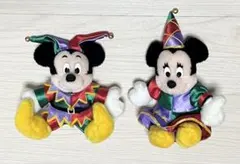 ディズニー ミッキー ミニー ピン付き ぬいぐるみバッジ 2体セット ピエロ
