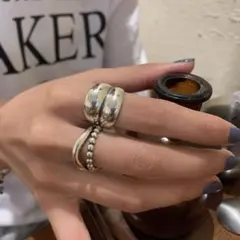 リング シルバー S925 刻印 ワイド ダブル フリーサイズ