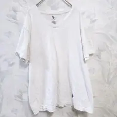 ユーエスポロアッスン Tシャツ Vネック 半袖 L 白 春 夏 秋