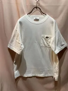 Lacoste ホワイト 半袖Tシャツ ポケット付き　丈短
