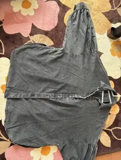 グレー バルーンスリーブ ロングシャツ