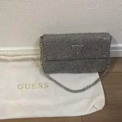 GUESS シルバー ストーン装飾 パーティーバッグ