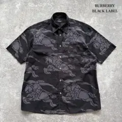 【BURBERRY】バーバリーブラックレーベル ナイトデカロゴ 総柄 半袖シャツ