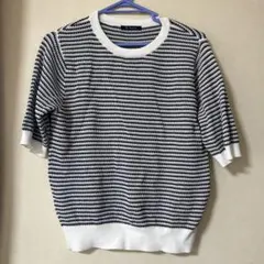 RagOut 半袖ニットセーター 白とネイビー