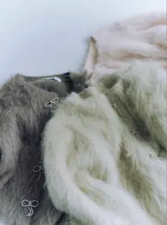 snidel スナイデル ビジューリボン カーディガン グリーン