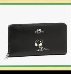 新品未使用】COACH Snoopy ラウンドジップ長財布 ブラック - メルカリ