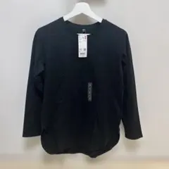 ユニクロ スムースコットンシャツテールT Sサイズ　ブラック