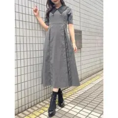 piumヨーク切替ギャザースリーブロングワンピース - メルカリ