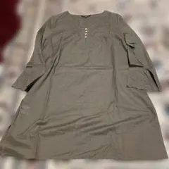 刺繍入り長袖チュニック グレー