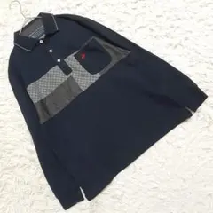 ビバリーヒルズポロクラブ (L) 異素材切り替えポロシャツ 裏起毛 ハーフボタン