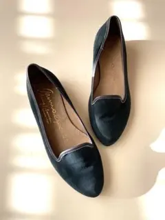 ネイビー　フラットシューズ　スウェード