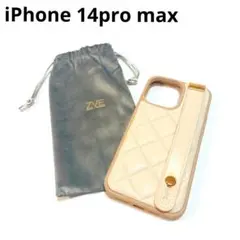 ZVE iPhone14promaxケース バンド付 キルティング ベージュ