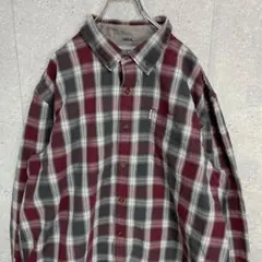 カーハート　チェック長袖BDシャツ　胸ポケット　ビックサイズ　古着　2XL