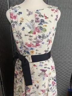 ミ*ナ様 紅型風ノースリーブ 膝丈Aラインワンピース　美品　着物リメイク