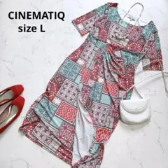 CINEMATIQ シネマティック　ロングワンピース　L マキシ風　ストレッチ