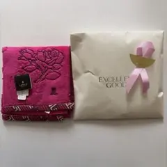 【未使用】LANVIN タオルハンカチ ローズ柄 ピンク ギフト付きのサムネイル