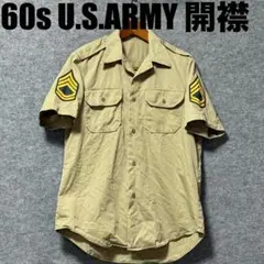 60s 70's U.S.ARMY 開襟　半袖チノシャツ 米軍　オフィサーシャツのサムネイル