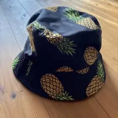 パイナップル柄 バケットハット　黒