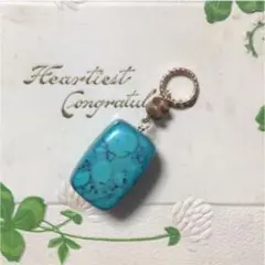 大ぶりターコイズ ペンダントトップ ハンドメイド