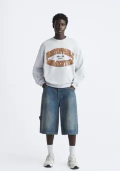 (即完売)ZARAバミューダデニムパンツ　バギーデニム