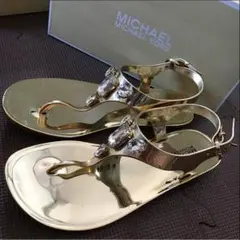 新品☆送料込み マイケルコース ビジュー付き サンダル ゴールド
