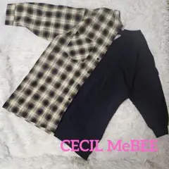 CECIL MeBEE チェック柄ネイビー長袖シャツ