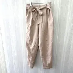 イング ワイドパンツ 綿パン チノパン ウエストリボン ベージュ M