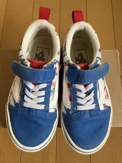 【vans】キッズスニーカー 青/赤/白 プリント柄